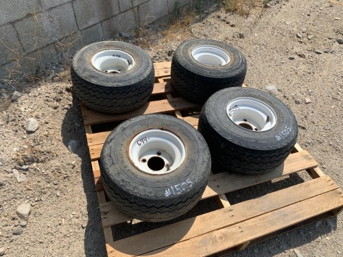 APPROX. (4) RIMS W/TIRES, fits golf cart. --(LOCATED IN COLTON, CA)--