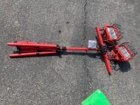 PALLET OF PALLET JACK, TRAFFIC CONES, HOSE REEL, CONSTRUCTION LIGHTS, MISC. MAINTENANCE PARTS, SIGNAL BOX. --(LOCATED IN COLTON, CA)--