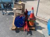 PALLET OF PALLET JACK, TRAFFIC CONES, HOSE REEL, CONSTRUCTION LIGHTS, MISC. MAINTENANCE PARTS, SIGNAL BOX. --(LOCATED IN COLTON, CA)-- - 2