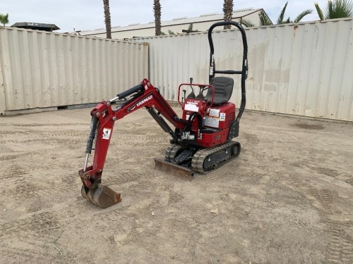 2022 YANMAR SV08 MINI HYDRAULIC EXCAVATOR, gp bucket, aux hydraulics, backfill blade, 319 hours indicated. s/n:YMRSV08YLMDJ1D227