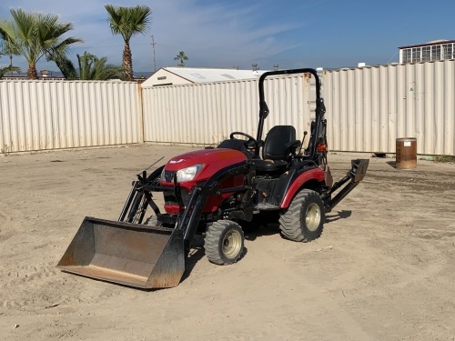 2020 YANMAR SA221 UTILITY TRACTOR, 3cyl 21hp diesel, gp bucket, front loader attachment, 4x4, B65 backhoe attachment, 453 hours indicated. s/n:YMJS0025VLT411752