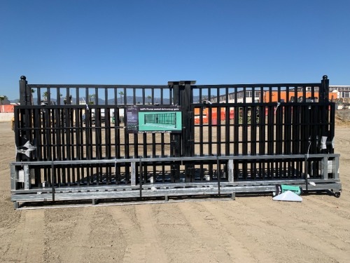 UNUSED STEELMAN 20' FARM METAL DRIVEWAY GATE. --(LOCATED IN COLTON, CA)--