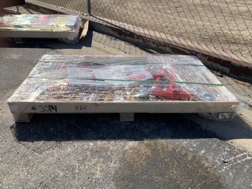 PALLET OF APPROX. (5) UNUSED RATCHETS BINDERS, APPROX. (5) UNUSED 20' CHAINS. --(LOCATED IN COLTON, CA)--