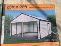 UNUSED GS2322 23'X22' DOUBLE GARAGE METAL SHED / CARPORT --(LOCATED IN COLTON, CA)--