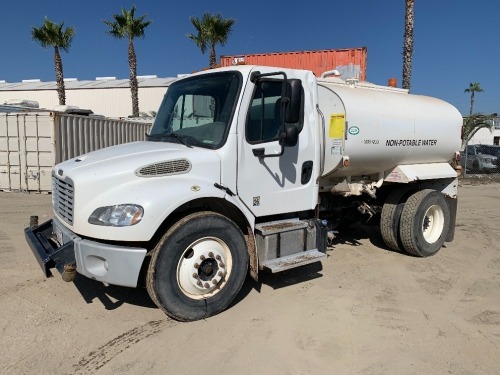 2019 FREIGHTLINER M2 2,000 GALLON BOBTAIL WATER TRUCK, Cummins 200hp diesel, automatic, pto, 12,000# front, ff-s-rr, hose reel, 21,000# rear, 16,911 miles indicated. s/n:3ALACWFD3KDKK4046