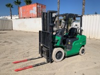 2017 MITSUBISHI FG25N FORKLIFT, 5,000#, 80" mast, 3-stage, 188" lift, sideshift, dual fuel, canopy, solid tires, 1,673 hours indicated. s/n:AF17E02578