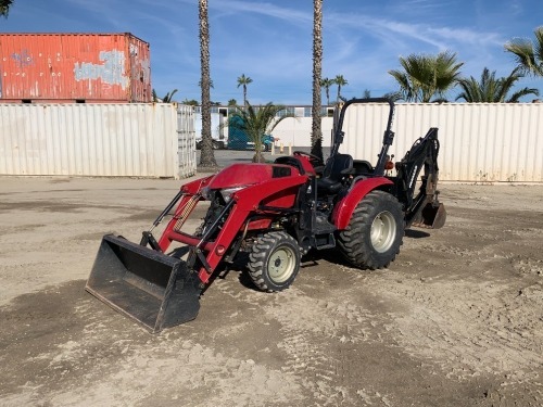 2020 YANMAR YT235 UTILITY TRACTOR, 3cyl 34hp diesel, gp bucket, front loader attachment, 4x4, backhoe attachment, pto, 3-point hitch, 757 hours indicated. s/n:YMJS0016CLF101396