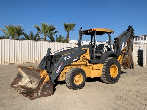 2007 JOHN DEERE 710J LOADER BACKHOE, gp bucket, 4x4, canopy, extension hoe, rear aux hydraulics, rear q/c. s/n:T0710JX138971