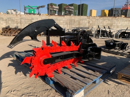 UNUSED GIYI GY-X380 TRENCHER ATTACHMENT, fits walk-behind skidsteer. s/n:XKGJ380241044 --(LOCATED IN COLTON, CA)--