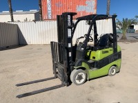 CLARK C25CL FORKLIFT, 5,000#, 80" mast, 3-stage, 189" lift, sideshift, lpg, canopy, solid tires. s/n:C232L-1199-9592KF