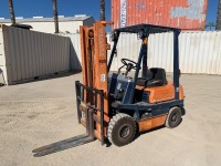 TOYOTA 4FGL15 FORKLIFT, 3,000#, 74" mast, 2-stage, 118" lift, gasoline, canopy. s/n:FGL18-25773