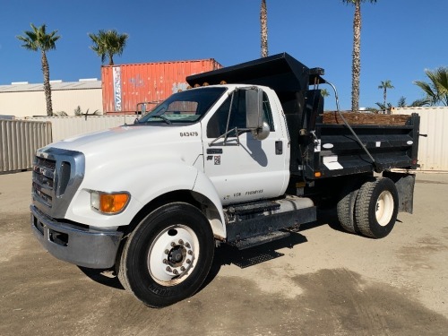 2015 FORD F650 BOBTAIL DUMP TRUCK, 6.8L gasoline, automatic, 10,000# front, 3-4 yard box, 21,000# rear, 40,263 miles indicated. v/sn:3FRPF6HD7FV680165