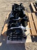 UNUSED MINI EXCAVATOR ATTACHMENT SET, 30" GP BUCKET, 8" GP BUCKET, RAKE ATTACHMENT, Q/C, RIPPER, GRABBER, AUGER ATTACHMENT W/8" BIT, 12" AUGER BIT --(LOCATED IN COLTON, CA)-- - 2