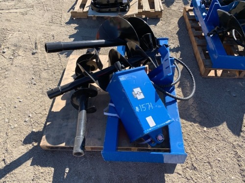 UNUSED GIYI AUGER ATTACHMENT, 8", 12" & 16" AUGER BITS, fits skidsteer --(LOCATED IN COLTON, CA)--