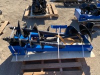 UNUSED GIYI AUGER ATTACHMENT, 8", 12" & 16" AUGER BITS, fits skidsteer --(LOCATED IN COLTON, CA)--