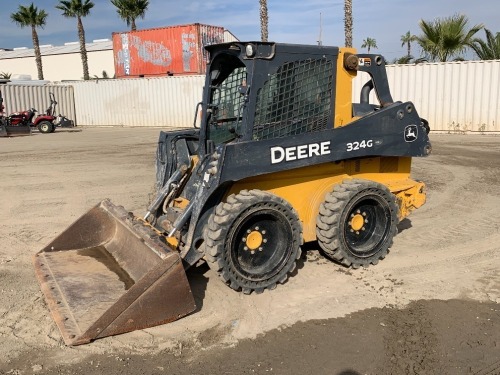 2019 JOHN DEERE 324G SKIDSTEER LOADER, gp bucket, hydraulic q/c, aux hydraulics, cab w/air & heat, EH controls, 1,217 hours indicated. s/n:1T0324GKCKJ356730