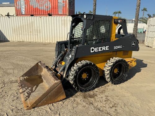 2019 JOHN DEERE 324G SKIDSTEER LOADER, gp bucket, hydraulic q/c, aux hydraulics, cab w/air & heat, EH controls, 1,217 hours indicated. s/n:1T0324GKCKJ356730