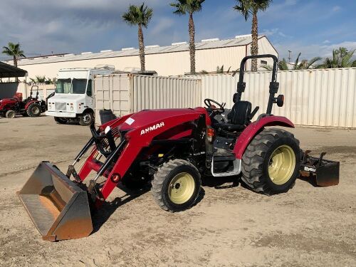 2019 YANMAR YT347 UTILITY TRACTOR, 3cyl 47hp diesel, gp bucket, front loader attachment, 4x4, Woods YBS72 rear scraper box, pto. s/n:YMJS0005LKF100485