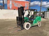 2016 MITSUBISHI FG50CN FORKLIFT, 10,000#, 88" mast, 3-stage, 189" lift, sideshift, dual fuel, canopy, solid tires, 2,381 hours indicated. s/n:AF29D90282