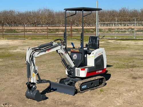 2024 BATTLER ET12M6 MINI HYDRAULIC EXCAVATOR, gp bucket, thumb, aux hydraulics, backfill blade, canopy. s/n:ET12M6700818