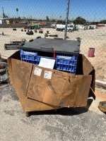 PALLET OF PLASTIC CRATES AND ASST. CONCRETE PUMP HOSES --(LOCATED IN COLTON, CA)--