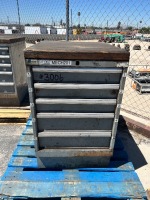 LISTA METAL TOOL CABINET W/WOODEN TOP --(LOCATED IN COLTON, CA)--