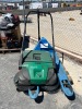 BISSELL BG677 WALK BEHIND SWEEPER, ULINE H-3763 PALLET JACK, 4,400#. --(LOCATED IN COLTON, CA)--