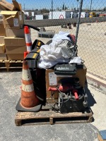 APPROX. (2) BALLOON LIGHTS, TRAFFIC CONES, ANGLE GRINDER, CORD PROTECTOR --(LOCATED IN COLTON, CA)--