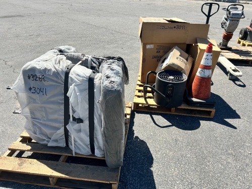 PALLET OF TITUS CEILING DIFFUSERS, TRAFFIC CONES, HIGH VOLUME FAN, 
APPROX. (2) AUTOMOBILE SEATS. --(LOCATED IN COLTON, CA)--
