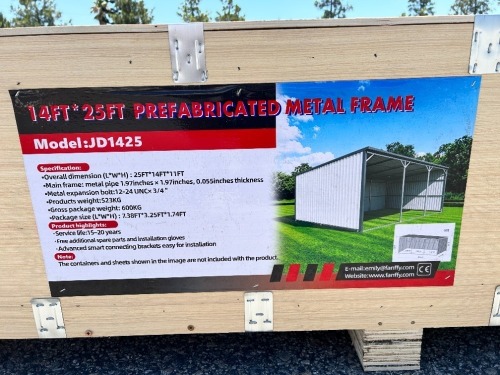 JD1425 14'X25' LIVESTOCK METAL SHED --(LOCATED IN COLTON, CA)--