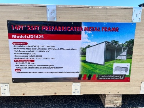 JD1425 14'X25' LIVESTOCK METAL SHED --(LOCATED IN COLTON, CA)--