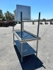 APPROX. (2) 6'X30"X35" STAINLESS STEEL WORK TABLES, 2'X2'X32" STAINLESS STEEL TABLE --(LOCATED IN COLTON, CA)-- - 2