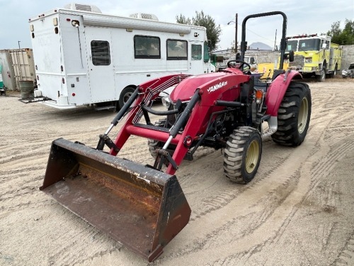 2020 YANMAR YT347 UTILITY TRACTOR, 3cyl 47hp diesel, gp bucket, front loader attachment, pto, 3-point hitch, 4x4, 729 hours indicated. s/n:YMJS0005LLF100553 --(DOES NOT RUN)-- --(LOCATED IN COLTON, CA)--