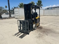 2011 YALE ERC060VGN48TQ092 FORKLIFT, 6,000#, 88" mast, 4-stage, 264" lift, sideshift, push-pull fork attachment, electric, canopy, solid tires. s/n:A968N04089J