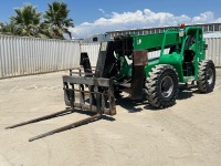 2017 SKYTRAK 10042 ROUGH TERRAIN REACH FORKLIFT, 10,000#, 42' reach, 3-stage, swing carriage, outriggers, 4x4x4, tilt, diesel, canopy, solid tires. s/n:0160081106