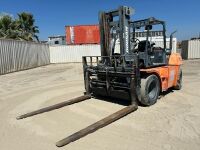 2015 DOOSAN D90S-7 FORKLIFT, 20,000#, 104" mast, 2-stage, 130" lift, sideshift, fork positioners, diesel, canopy, solid tires. s/n:FDB0X-1930-00031