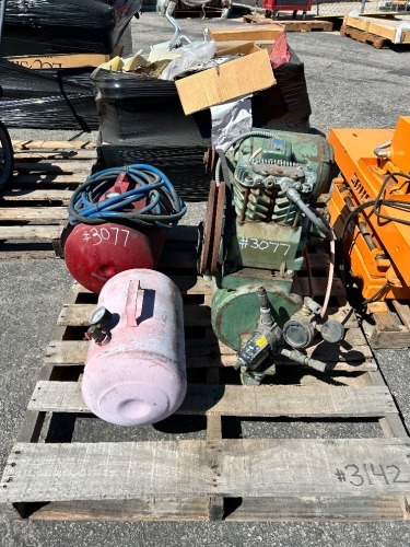 PALLET W/AIR COMPRESSOR, APPROX. (2) AIR TANKS. --(LOCATED IN COLTON, CA)--
