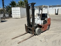 NISSAN CPH02A25V FORKLIFT, 5,000#, 80" mast, 2-stage, 130" lift, sideshift, dual fuel, canopy, solid tires. s/n:CPH02-920411
