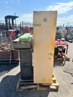 JUSTRITE CHEMICAL CABINET, METAL STORAGE BOX, BOX OF 4' LED SHOP LIGHTS --(LOCATED IN COLTON, CA)--
