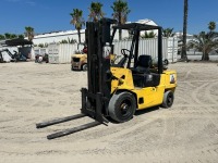 HYSTER H60XL FORKLIFT, 6,000#, 78" mast, 3-stage, 176" lift, sideshift, dual fuel, canopy, solid tires. s/n:C177B06297M