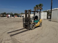 KOMATSU FD30T-16 FORKLIFT, 6,000#, 80" mast, 3-stage, 183" lift, sideshift, diesel, canopy, solid tires. s/n:222768A
