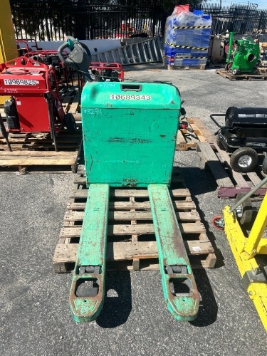 2023 MITSUBISHI PMW23NQ ELECTRIC PALLET JACK. s/n:98380028 --(LOCATED IN COLTON, CA)--
