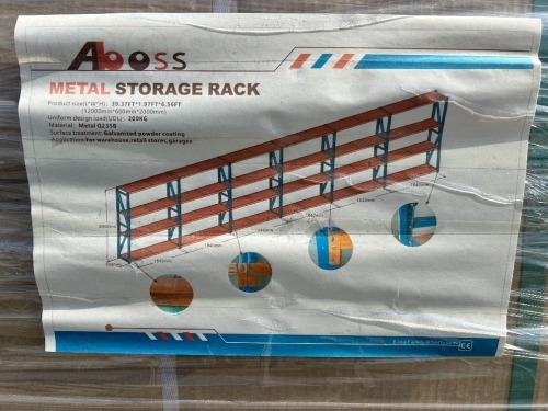 2026 ABOSS 39'X2'X6' METAL STORAGE RACK --(LOCATED IN COLTON, CA)--