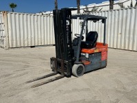 TOYOTA 7FBEU20 FORKLIFT, 4,000#, 80" mast, 4-stage, 248" lift, sideshift, electric, canopy, solid tires. s/n:22418