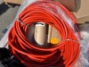 PALLET OF ROLLS OF PROTECTIVE PAPER, ASST. ROLLS OF PLASTIC, STAINLESS STEEL CONDIMENT PUMPS, AIR COMPRESSOR HOSE, CORDLESS LEAF BLOWER, APPROX. (2) SPOOLS OF CABLE --(LOCATED IN COLTON, CA)-- - 4