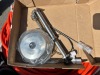 PALLET OF ROLLS OF PROTECTIVE PAPER, ASST. ROLLS OF PLASTIC, STAINLESS STEEL CONDIMENT PUMPS, AIR COMPRESSOR HOSE, CORDLESS LEAF BLOWER, APPROX. (2) SPOOLS OF CABLE --(LOCATED IN COLTON, CA)-- - 5