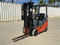 TOYOTA 8FGCU15 FORKLIFT, 3,000#, 80" mast, 3-stage, 189" lift, lpg, canopy, solid tires. s/n:34609
