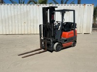 TOYOTA 42-6FGCU15 FORKLIFT, 3,000#, 80" mast, 3-stage, 189" lift, sideshift, lpg, canopy, solid tires. s/n:69371