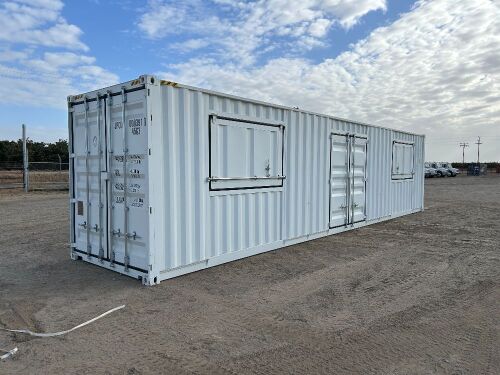 2026 40' HIGH CUBE CARGO CONTAINER, front door w/lock bock, side door w/lock box, (2) windows. --(LOCATED IN MADERA, CA)--
