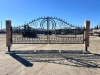 2026 EARTHYGROUNDS EG-10S-SC 20FT DOUBLE-SWING WROUGHT IRON DRIVEWAY GATE W/TIMBER POSTS, Scrollwork Construction Design. --(LOCATED IN COLTON, CA)-- - 4